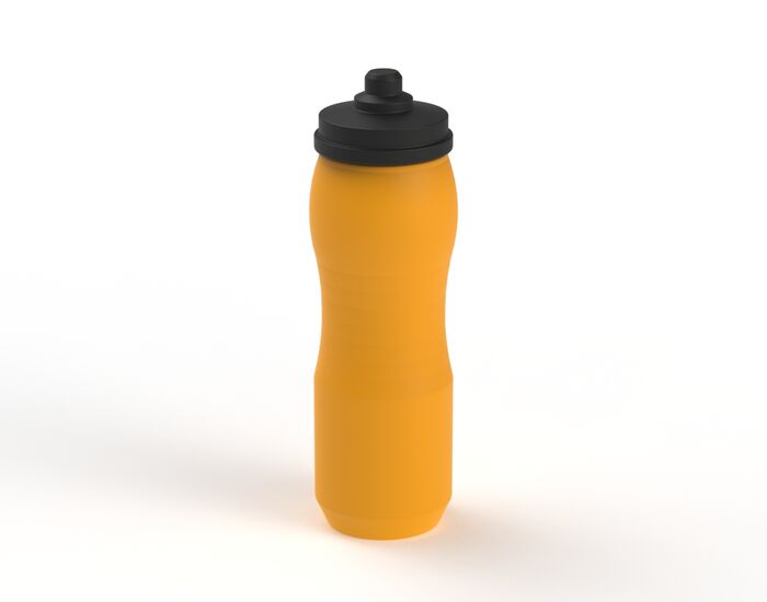 Bottle Orange Plastic Black Cap Water 03 3D Model
