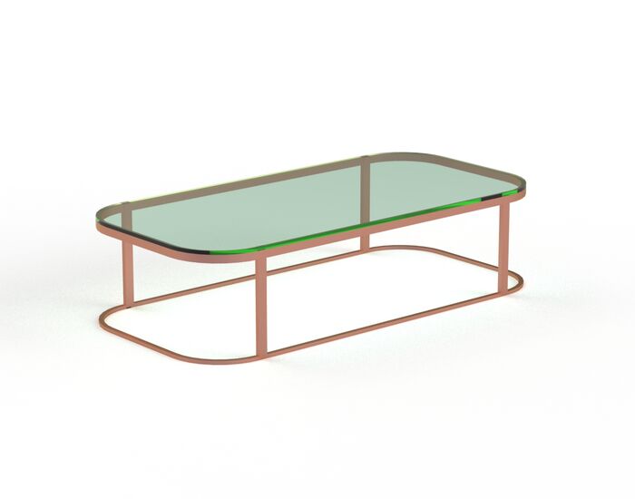 Low Rectangular Glass Top Metal Stand Table 09 3D Model