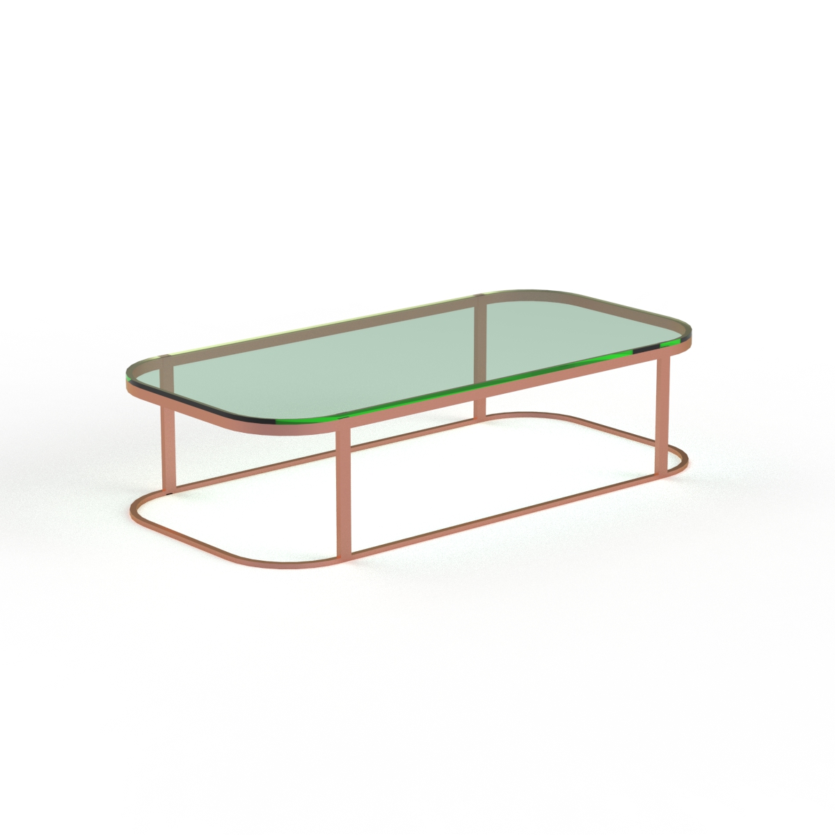 Low Rectangular Glass Top Metal Stand Table 09 3D Model
