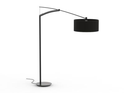 Floor Black Metal Lamp 03 3D Model