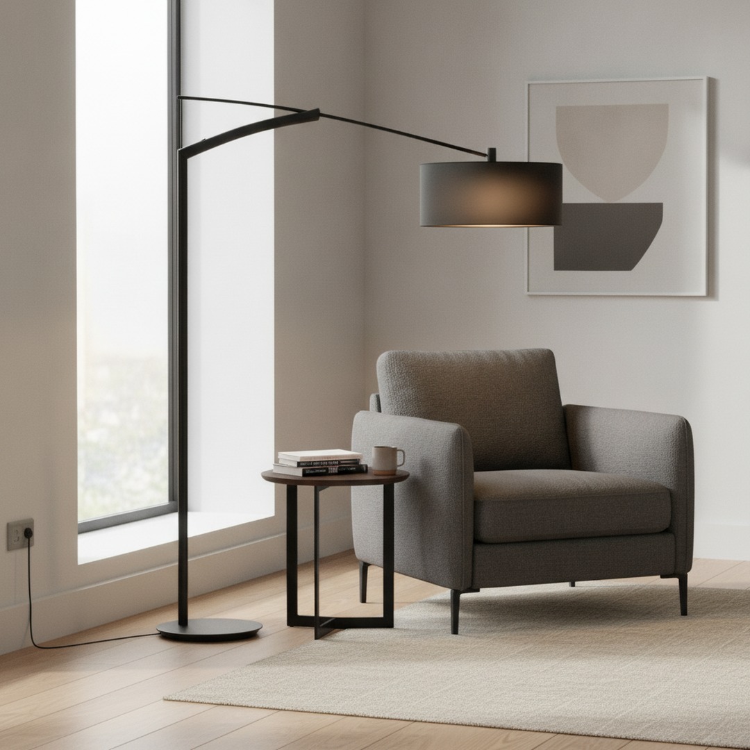 Floor Black Metal Lamp 03 3D Model