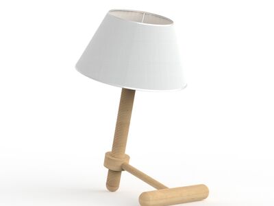 Table Wooden Lamp 01 3D Model